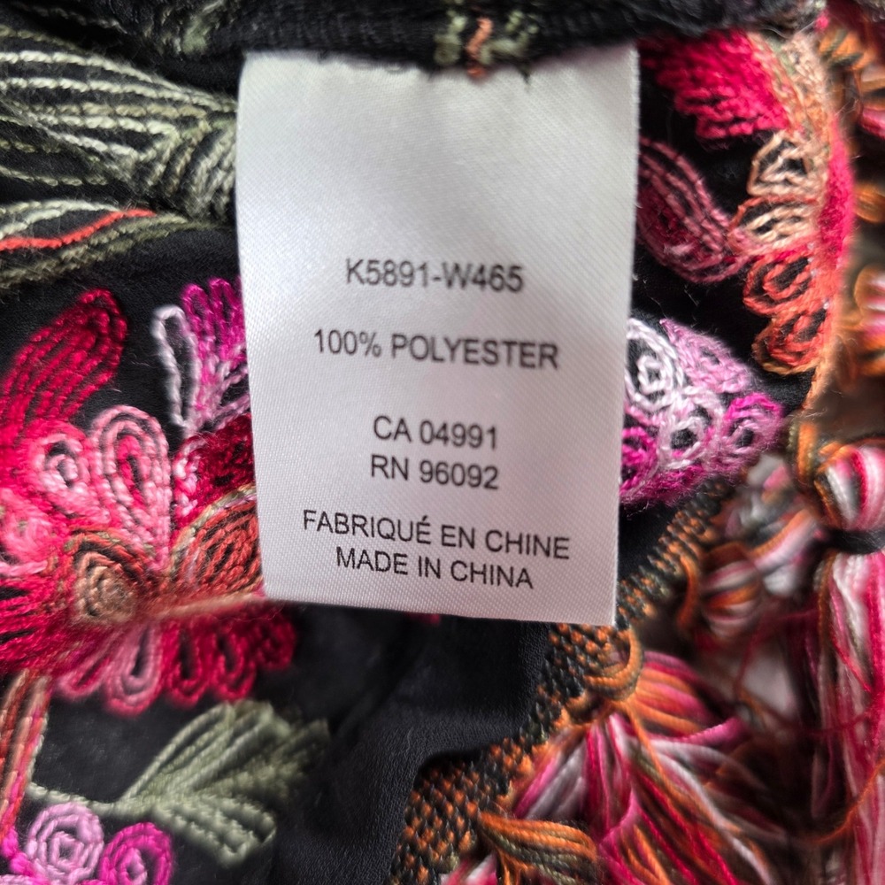 Hilary Radley For Katherine Barclay Black Floral Embroidered Tassel Blouse XL - Picture 5 of 10